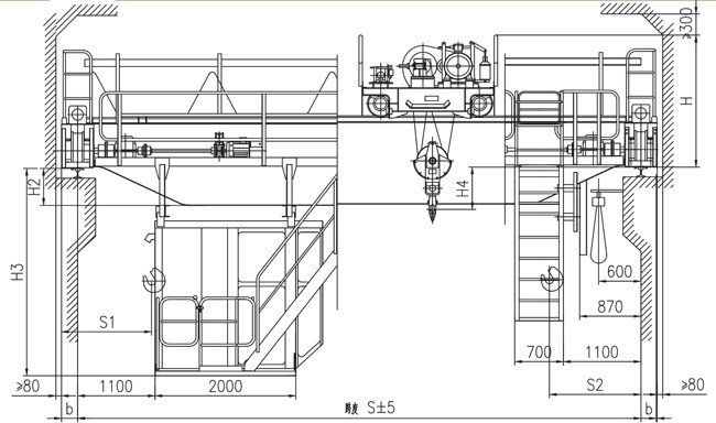 10-15.5KW Industrial Box Girder Crane 5T Overhead Crane Double Girder