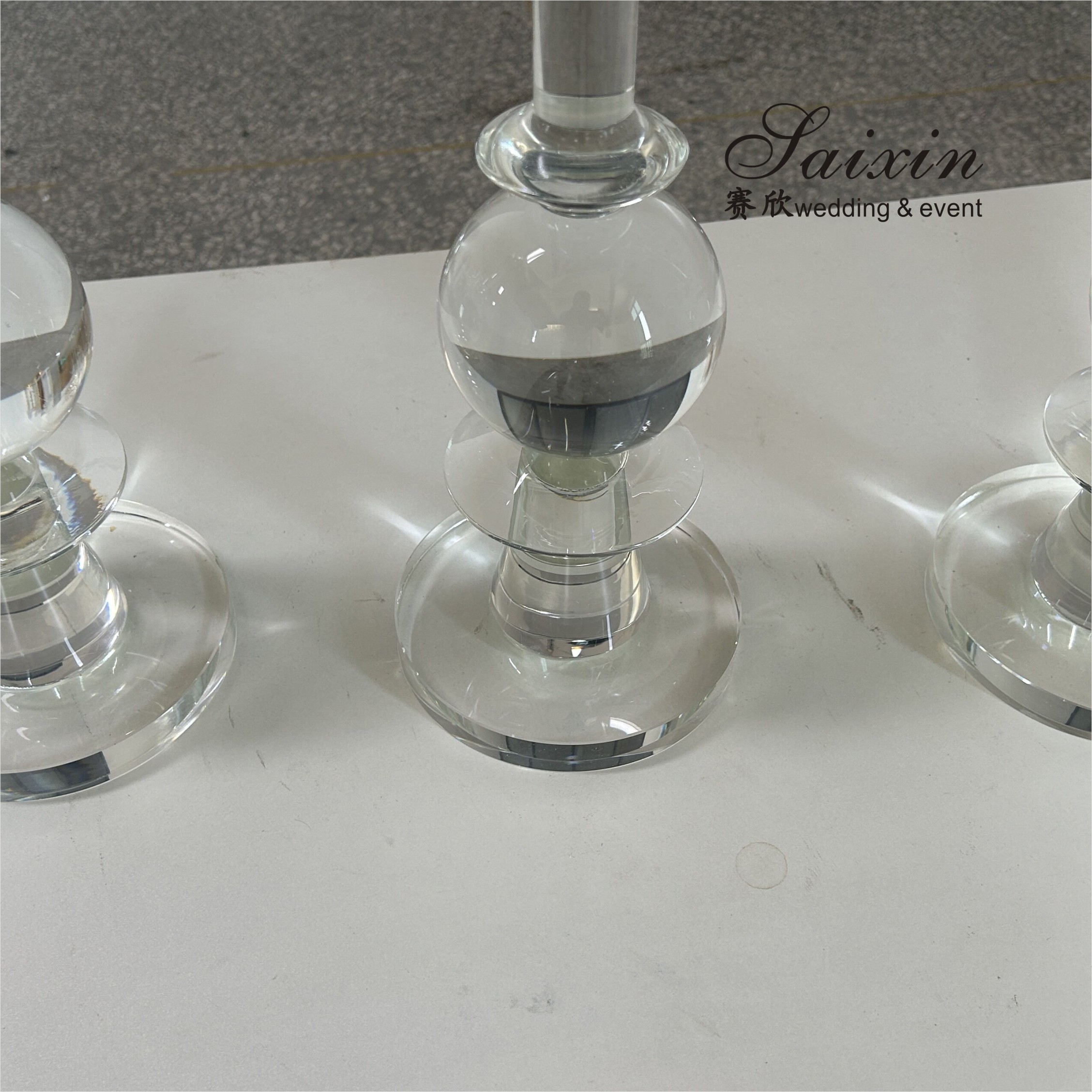 High Quality Candle Holder 3 pcs Set Crystal Wedding Decor Supplies Tall Centerpiece Crystal Candle Holder