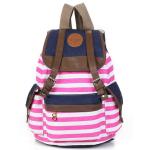 Male and female striped canvas shoulder bag student backpack bags withdraw