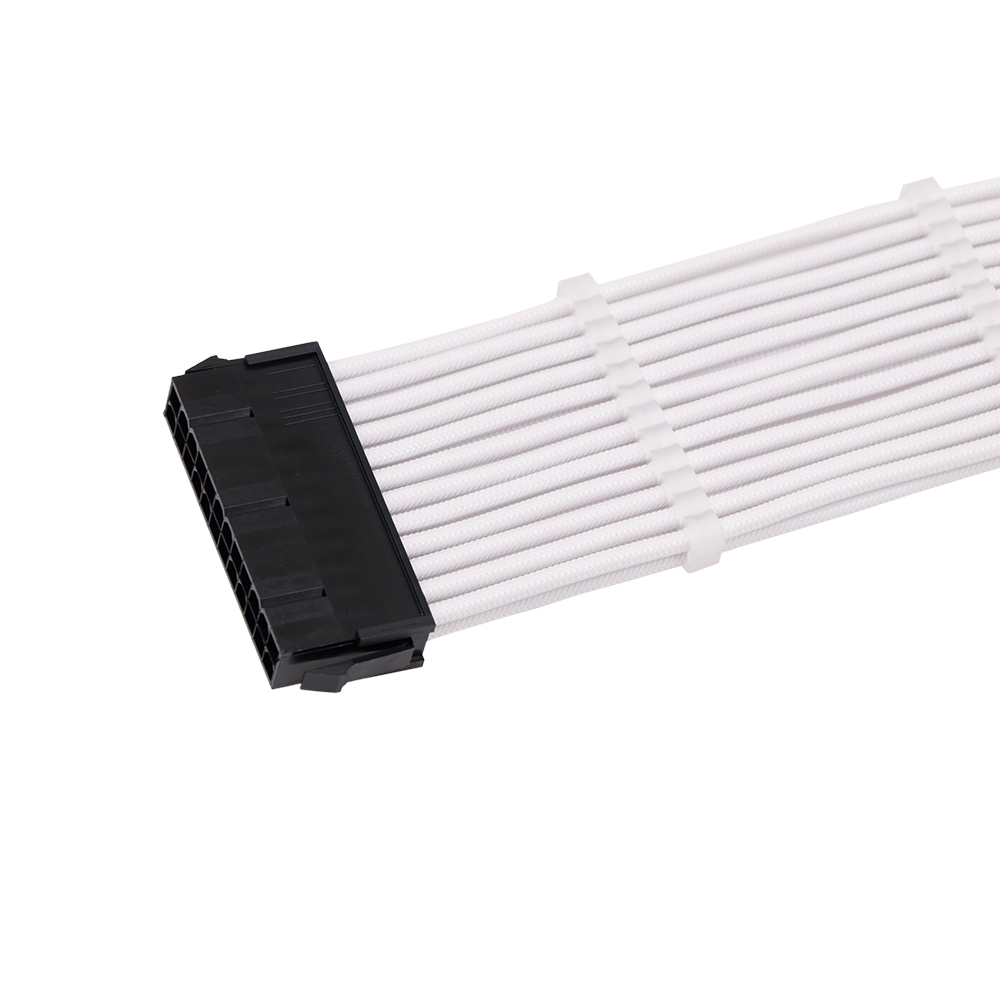 24pin 90 degree Computer Braided Sleeved 24-Pin ATX Extension cords Male to Female PC Set Power Supply Extension Cable