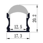 17.3*20.2mmAluminium LED Profile Surface Mounted UV Resistant Aluminum Extrusion