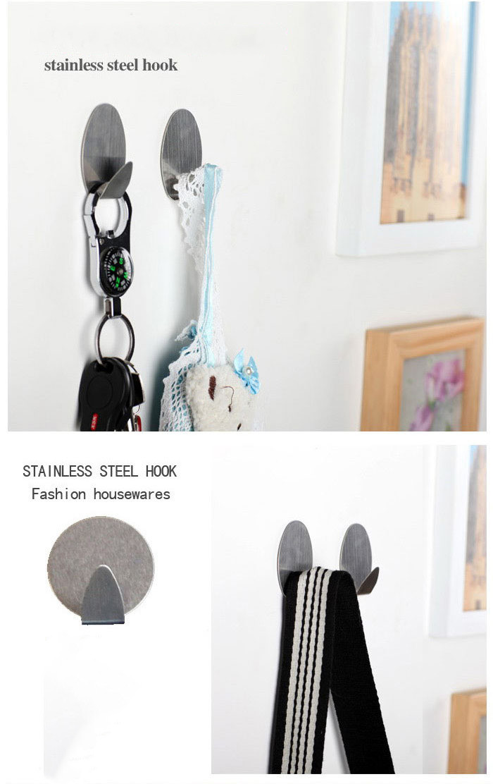 Stainless Steel Modern Bathroom Towel Hooks Heavy Duty Adhesive Wall Hooks