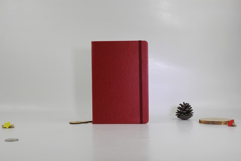Discoloration leather notebook with belt elastic band