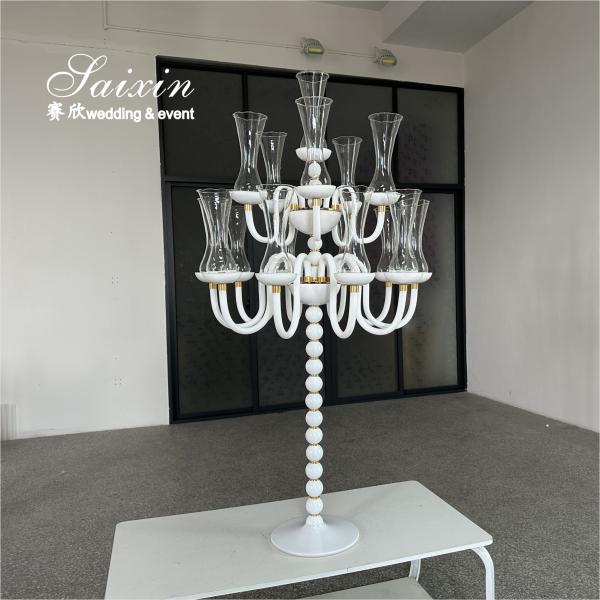 Saixin Design Tall Wedding Centerpiece candelabra Crystal White 16 Arms Candle