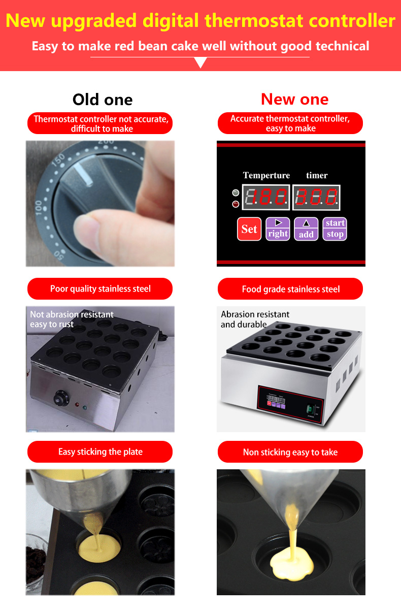 Electric Non-stick 16 Holes Red Bean Cake Wheel Pie Snack Vending Machine for Snacks