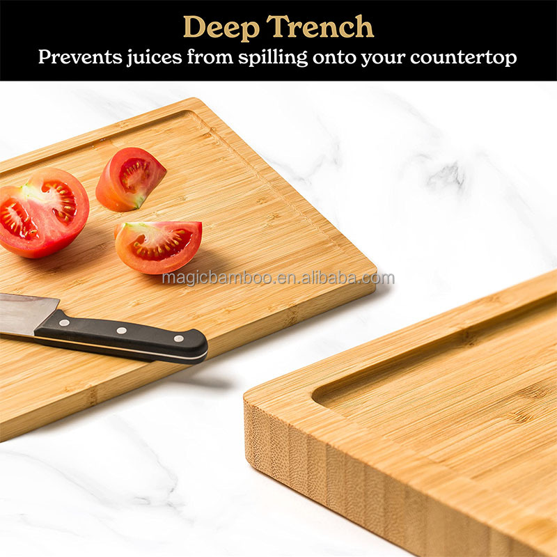 Large End Grain Bamboo Cutting Board with Juice Groove and Customized Logo