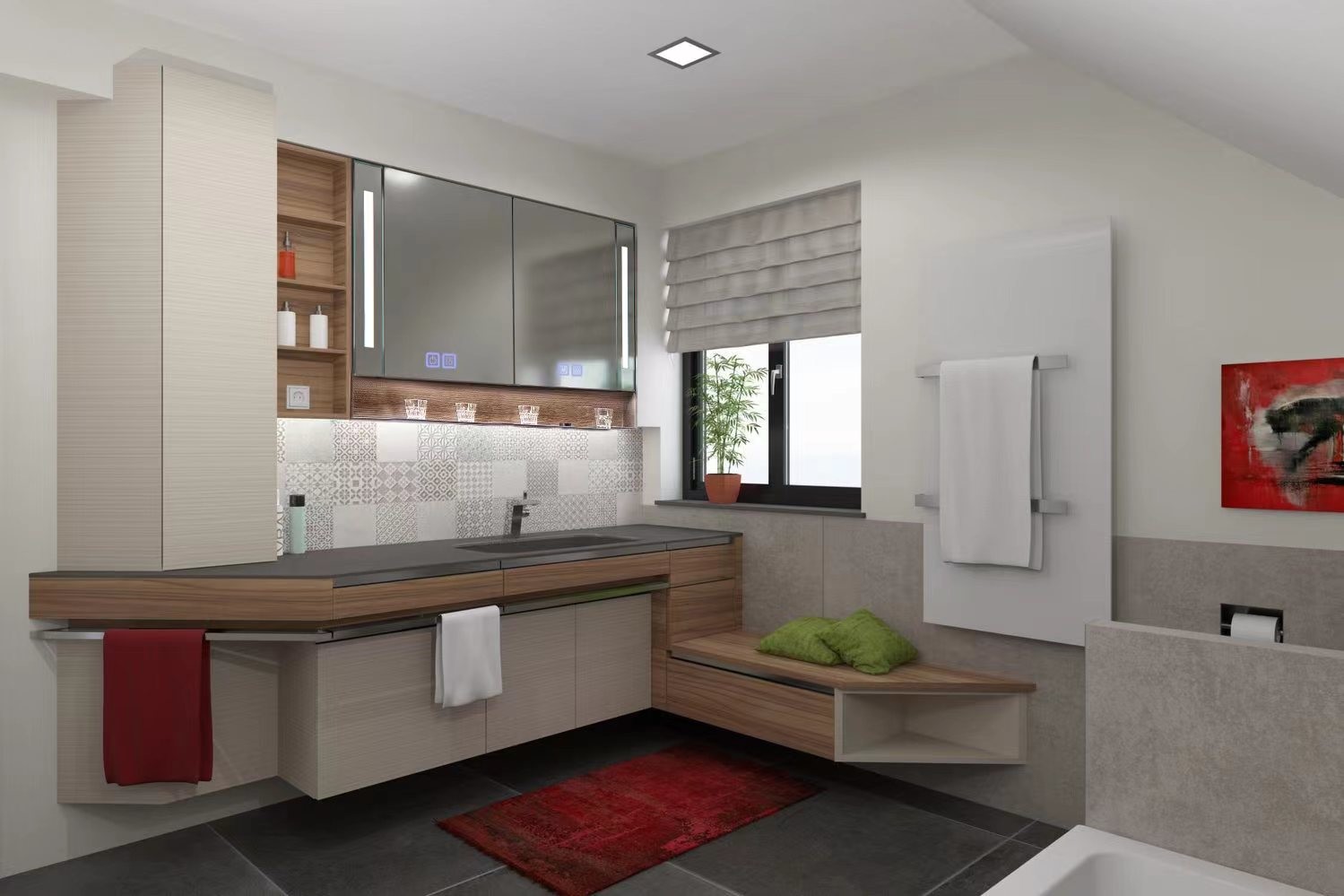 Bathrooms Showers Illuminated Mirror Cabinets Door Intelligent Light Emitting Diodes Mirror