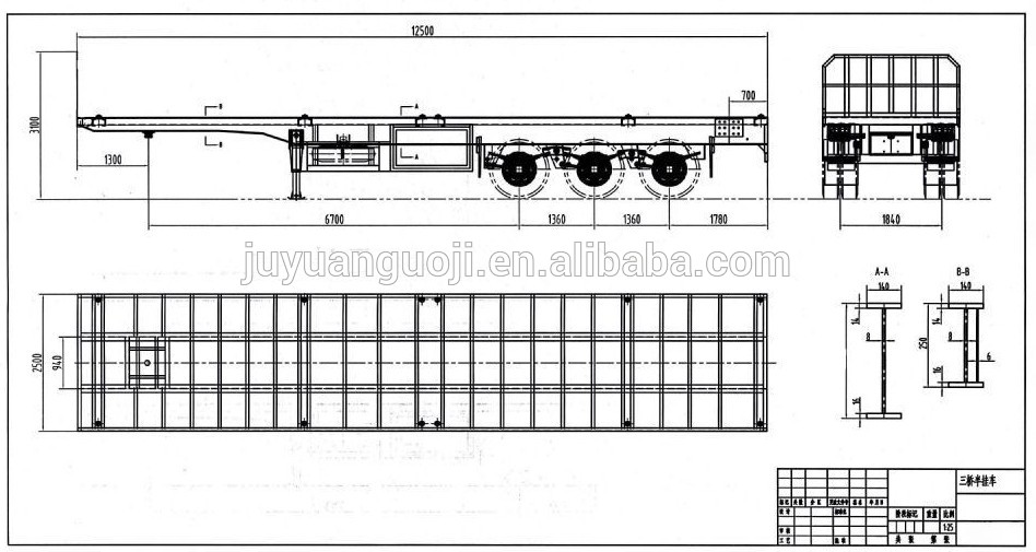 9.00-22.5 Rim Tri Axles Drop Side Wall Semi Trailer for Cargo Transport in Russia