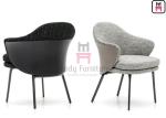 Black Metal Frame Restaurant Dining Chair Leather / Fabric Upholstered Durable