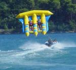 Exciting PVC Inflatable Fly Fishing Boats Banana Shape for 3 - 6 Person Aqua