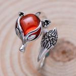 Adjustable Size Animal Style Garnet Retro Thai 925 Silver Ring(056625)