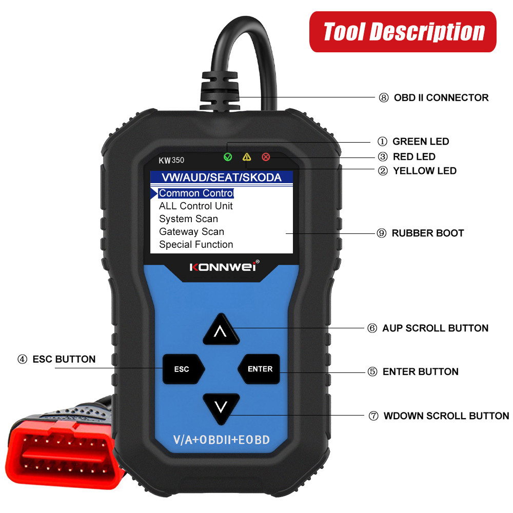 Konnwei new model Full System Scanner Tool Support Engine ABS Airbag EBP Oil Reset