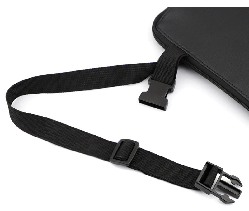 Zipper Closure PU Leather Makeup Brush Bag With Strap
