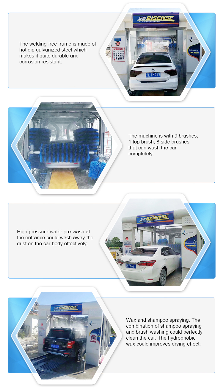 19800x3800x3440mm Tunnel Car Washing Machine for Automatic Brush Cleaning System