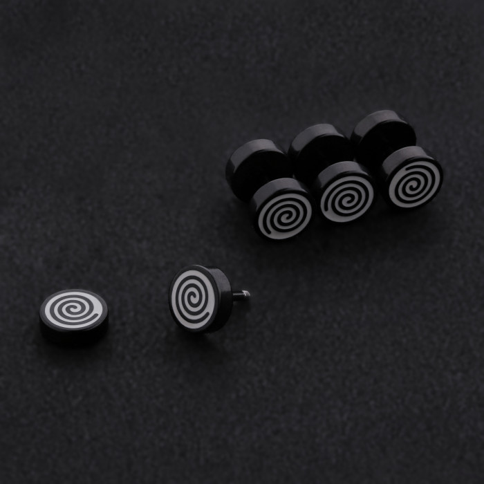 High quality body piercing jewelry black circle stud earrings manufacturer