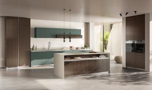 Wholesale Tailored Green PET Kitchen Cabinets With Wood Grain Storage Cabinet from china suppliers