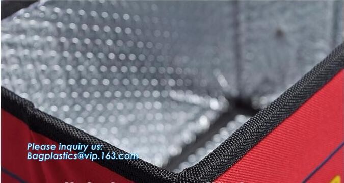 Reusable aluminium foil thermal insulation material cooler bag for picnic with Strapping tape closureRecycled PP Woven Plast