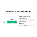 Energy Storage Nickel Rechargeable Battery 2.4v 230mah Nimh Battery Pack CE