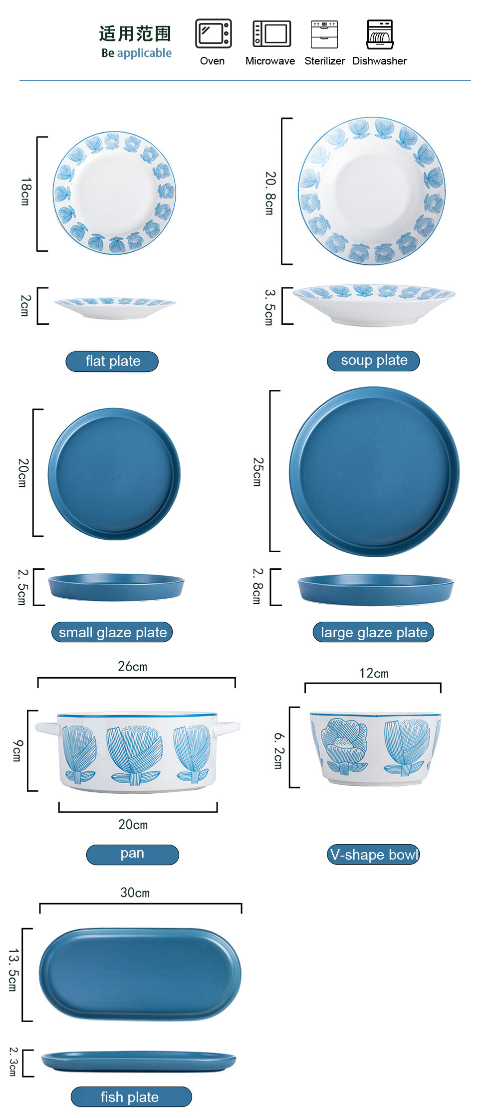 White Blue Porcelain Dinner Sets Nordic Design Style Dinnerware Type Dinnerware Sets