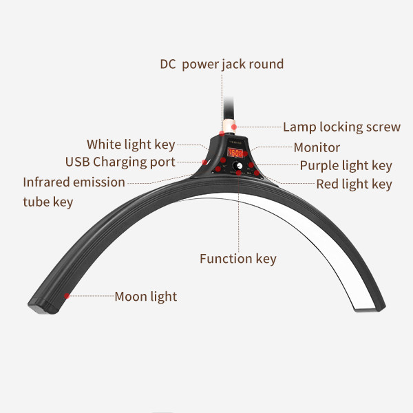 6000lm 60W LED Half Moon Light For Beauty Lashes Nail Salon Ceiling LED Ring Light