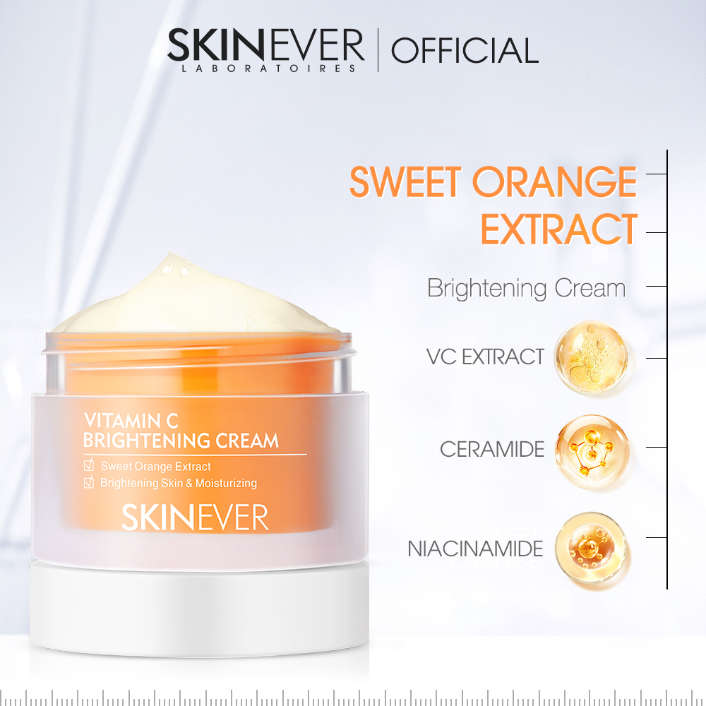 SKINEVER Organic Herbal Face Cream Vitamin C Sweet Orange Extract Non-Sticky Moisturizing Brightening Effect Skin Care Treatment