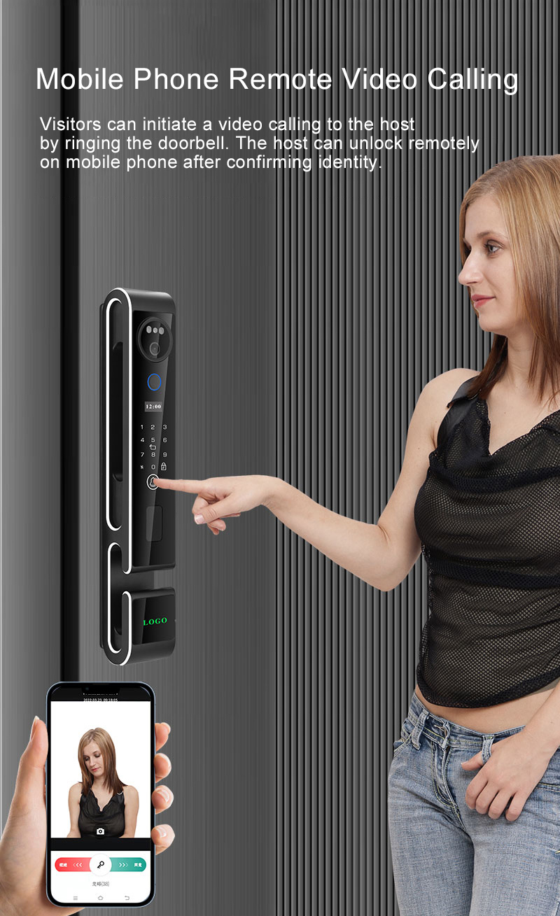 Luxury Face Id Door Lock CNC Aluminum Wifi Door Lock For Apartment