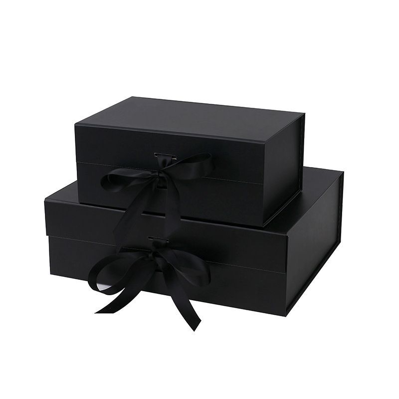 Elegant Packaging Boxes 100% Recycled Paper Ribbon Tie Magnetic Gift Boxes with Matte Finish for Promotions