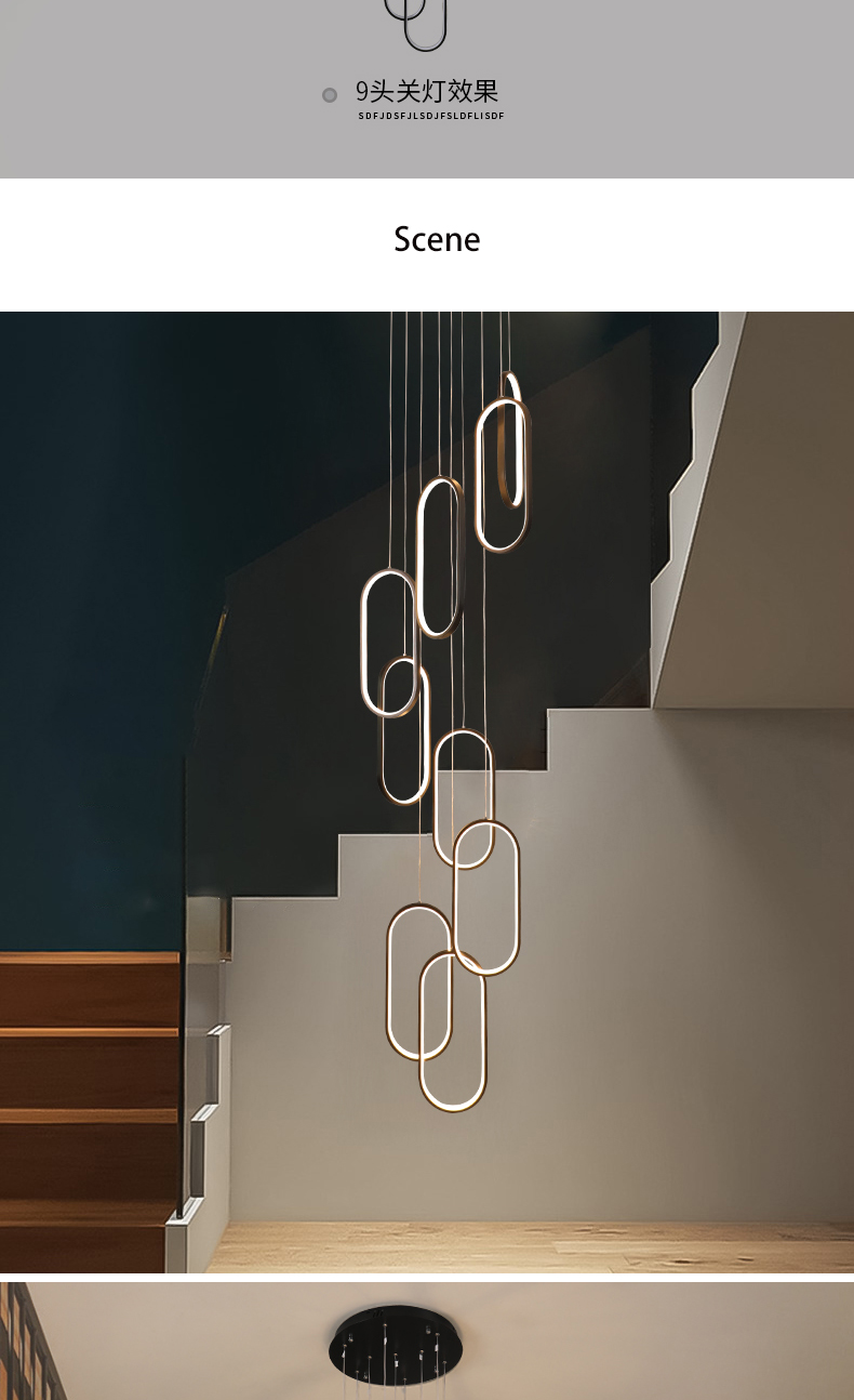 Oval Pendant Light Modern Minimalist Duplex Hall Nordic Living Room Lamp Villa Spiral Staircase Chandelier(WH-NC-75)