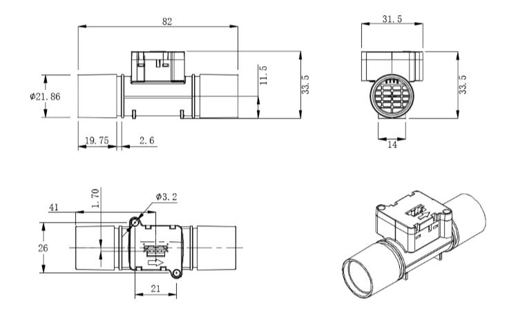 200slm Flow Meter Sensor , WNK3000 Inspiratory Digital Mass Air Flow Sensor