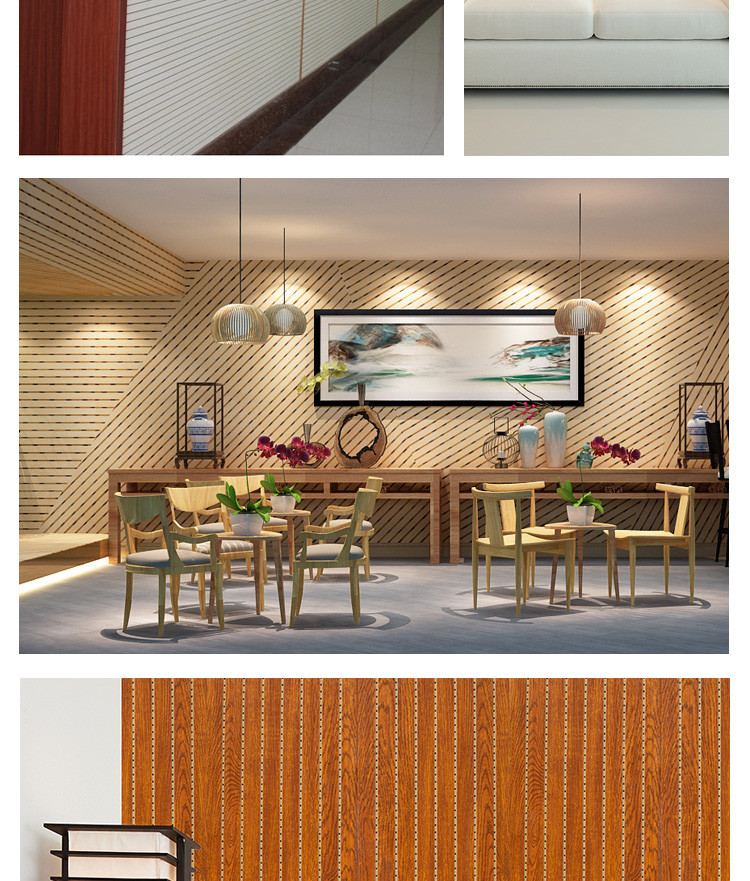 Wood Plastic Composite PVC Wood Veneer Sound Proofing Panels Customized