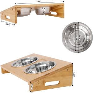 Wholesale Anti Slipping Elevated Bamboo SS304 Bowl Pet Feeder Stand from china suppliers