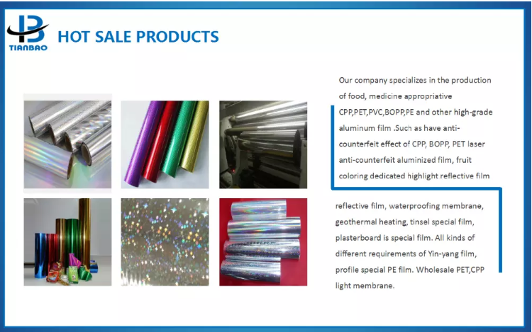 Craft Packaging Metalized CPP Film with CPP Material Manufactured