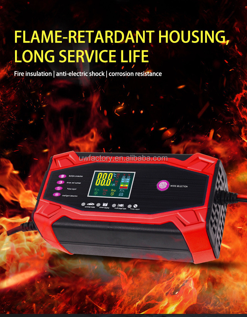 High Speed Charging Intelligent Pulse Repair Battery Charger for Automobiles and Motorcycles 12V/24V Output