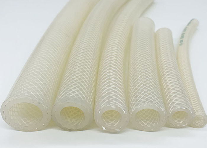 High Pressure Braided Silicone Tubing , Reinforced Rubber Hose Non - Toxic