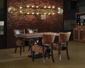 Wholesale Vintage Dining Room Tables Top Genuine Leather 1.45M Length Metal Table Leg from china suppliers