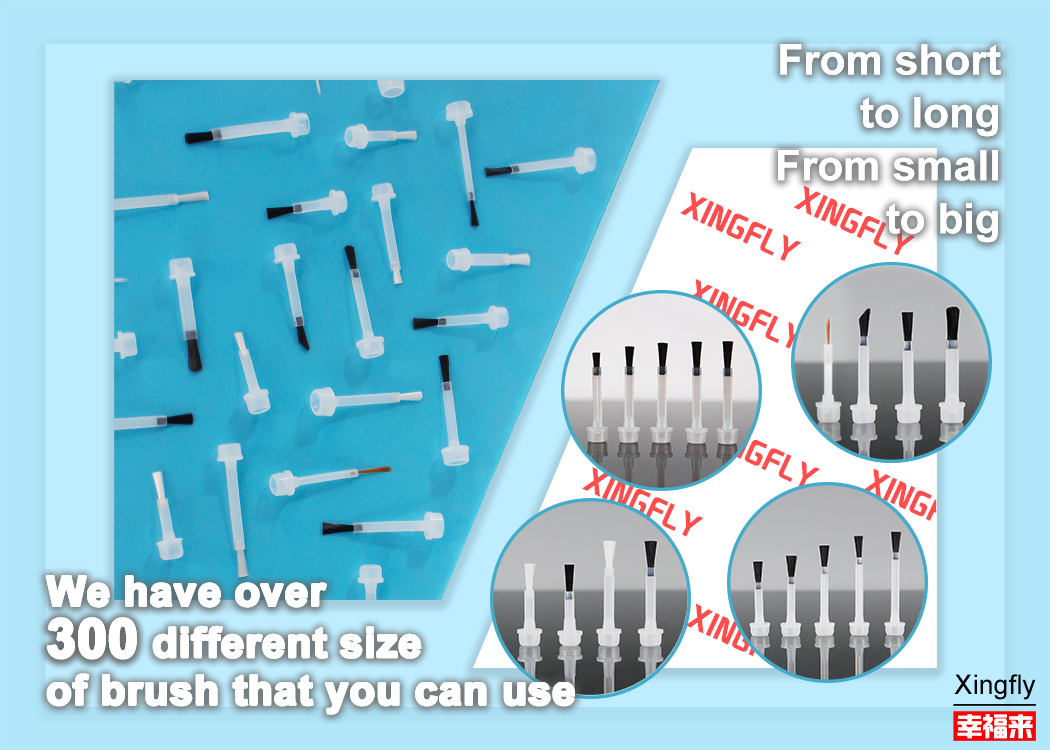 Plastic Nylon Brush On Nail Polish Replacement White and Grey
