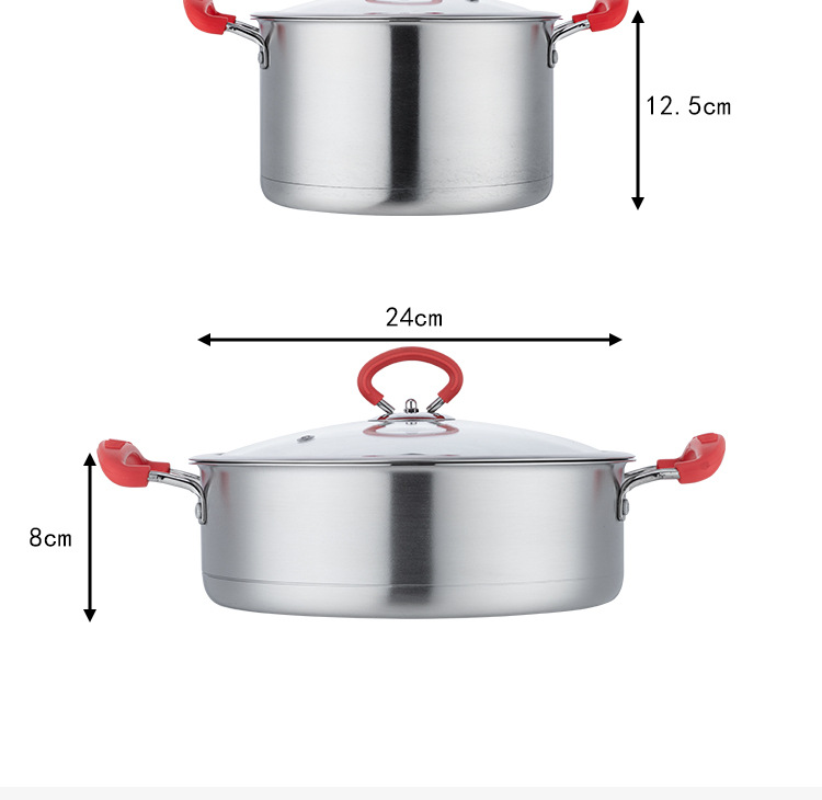 New Arrival Kitchen Cooking Pot Set Stainless Steel Soup Pot Set Cooking Cookware Set