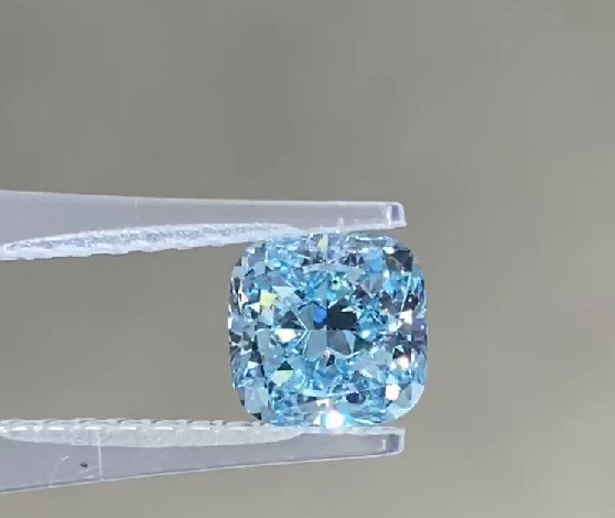 Square Cushion Modified Brilliant Carbon Lab Grown Blue Diamonds IGI Certified