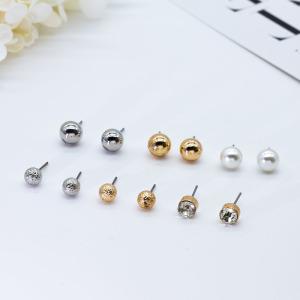 Wholesale Round Geometry Ear Stud Diamond Faux Pearl Frosted Smooth Surface Beads from china suppliers