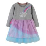 Girls Lace Embroidered Print Long Sleeve Dress Children'S Dress Clothing