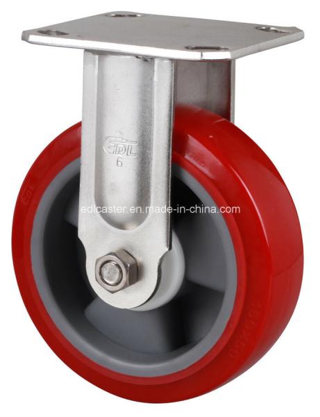 Plastic Bearing Stainless 6" 270kg Rigid TPU Caster S7106-85 for Industrial