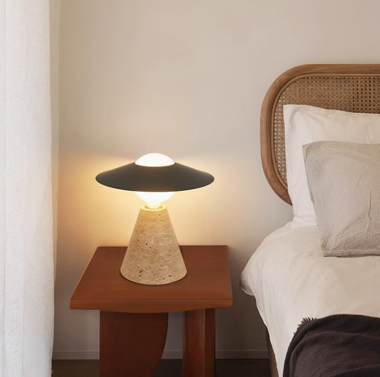 Yellow travertine wooden table lamp bedroom for home decorator interior stone table lamp