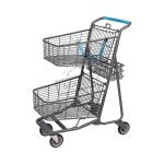 High Quality Double Basket Shopping Cart Two layer Storage Supermarket Trolley