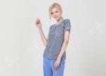 Striped Petite Women'S Pajamas Short Sleeve Long Pants , Ladies Lounge Pyjamas