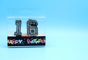 Wholesale Handmade Glitter Black Birthday Candles With Silver Laser Paillette Customized Logo from china suppliers