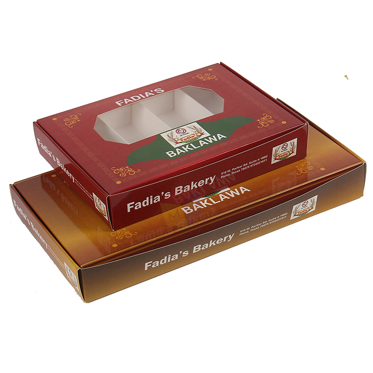 Custom Printed Paperboard Pastry Cookie Box with Dividers Custom Order Clear Window
