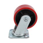 Red PU Iron Rigid Cableway Trolley Hanger Heavy Duty Swivel Wheels Caster Zinc