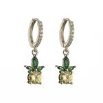 Rhinestone Crystal Fruit Earrings Contemporary 925 Silver Hoop Earrings OEM