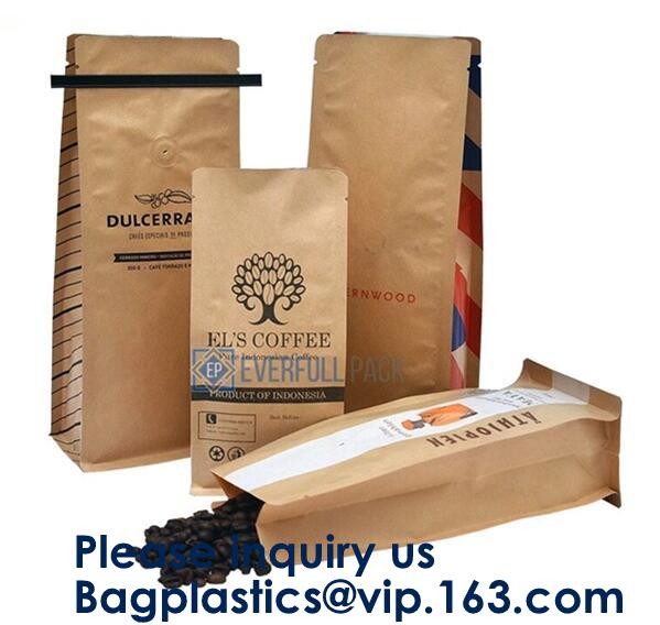 Oxo-Degradable stand up pouches Coffee Bags Stand Up Pouch With Valve Side Gusset Bag with Valve Flat Bottom Pouch with