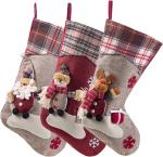 3PCS 17.5" Christmas Stocking Classic Large Stockings Xmas Character for Family